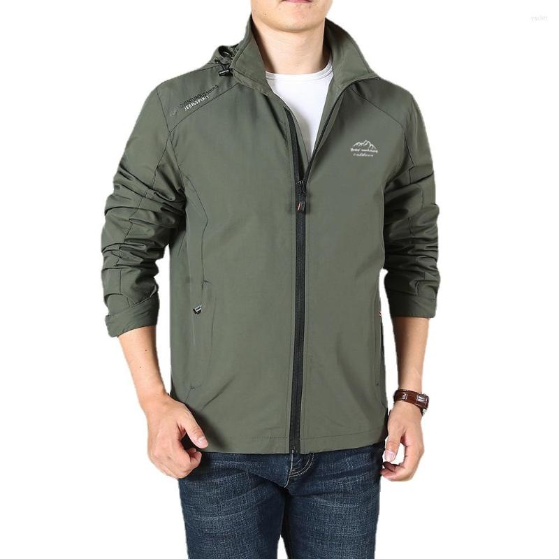 

Men's Jackets Men's Spring And Autumn Business Casual Stand Collar Breathable Army Green Coat Plus Size 5XL 6XL 7XL