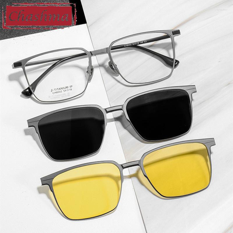 

Sunglasses Frames Polarized Clips Frame Eyeglasses Men Prescription Glasses Titanium Optical Crystal For Myopia Lenses Night Driving Glass