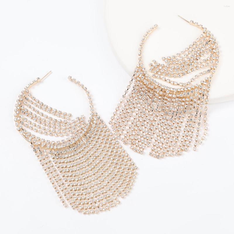 

Dangle Earrings Pauli Manfi 2022 Fashion Creative Ring Metal Rhinestone Tassel Women's Simple Party Jewelry Accessories