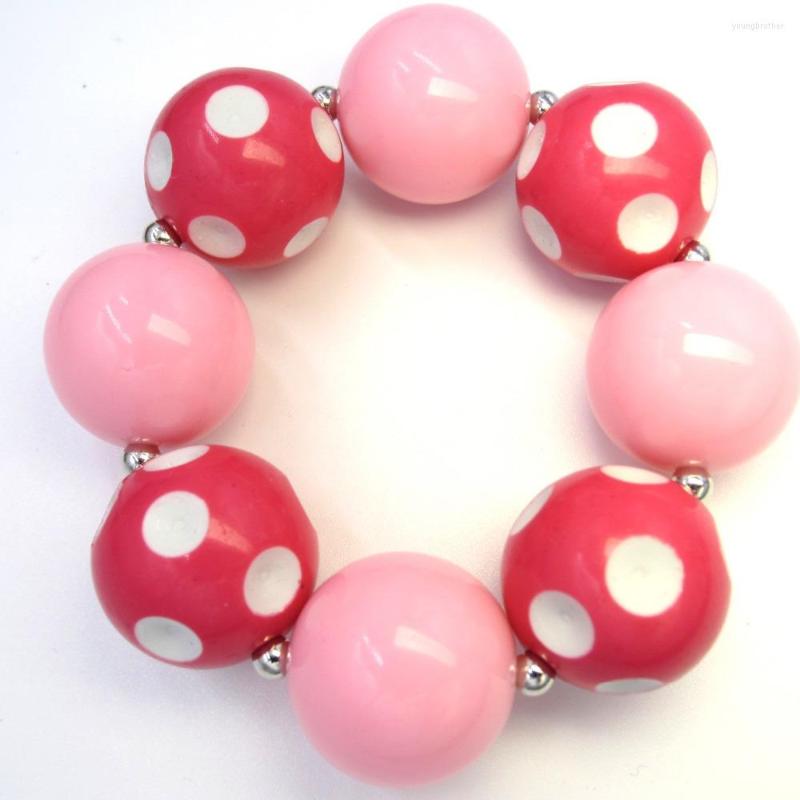 

Strand 2pcs Baby Girls Birthday Party Dress UP 20mm Solid Chunky Beads Bubblegum Bracelets DIY Kids Elastic Wristband Gift To Children