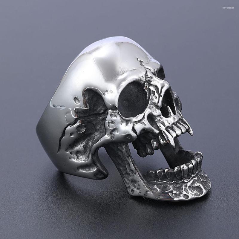 

Cluster Rings High Polishing Ghost Head Skull Ring For Men Boys Stainless Steel Heavy Punk Biker Hip Hop Rock Jewelry Drop