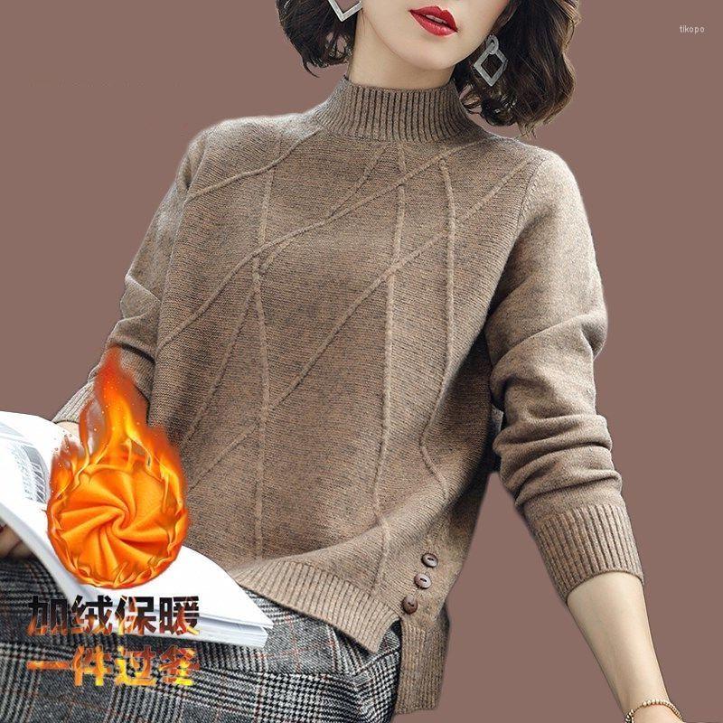 

Women' Sweaters Woman Chandails Women' Sweater Pullover Short High Collar Loose Oversized Knit, White