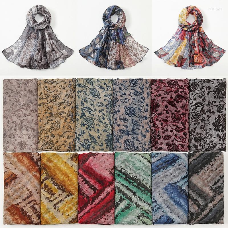 

Scarves Muslim Printed Long Scarf Head Wrap Hijab Turban Arab Shawls Summer Women Headwear 180 90cm