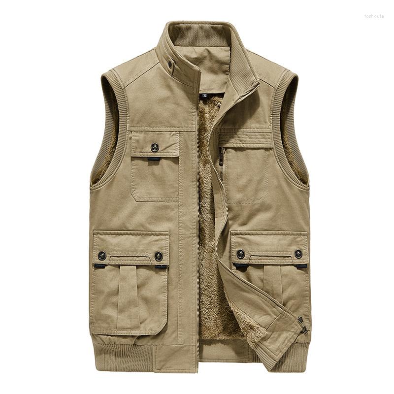 

Men's Vests Men's Plus Size Clothing Autumn Winter Vest Jackets Sleeveless Coat Fashion Large 5Xl Male Warm Waistcoat Fleece Men, Black