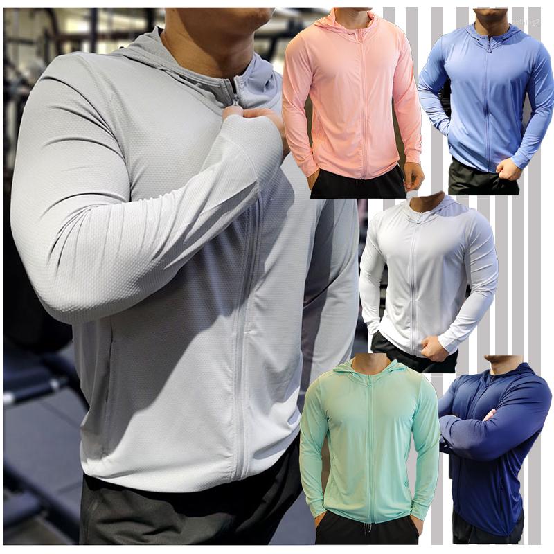 

Men's T Shirts Top Grade Brand Designer Hoodie Men's Long Sleeve With Zipper Solid Color Casual Fashion Fitness Wear, Blue
