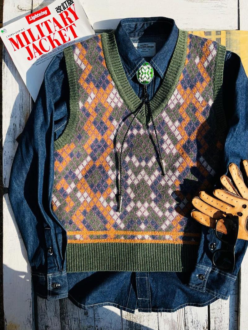 

Men's Vests Knitting Super Wool Top Quality Pattern Bottom Shirt British Vintage Vest Men And Women Sweater, Fair isle green