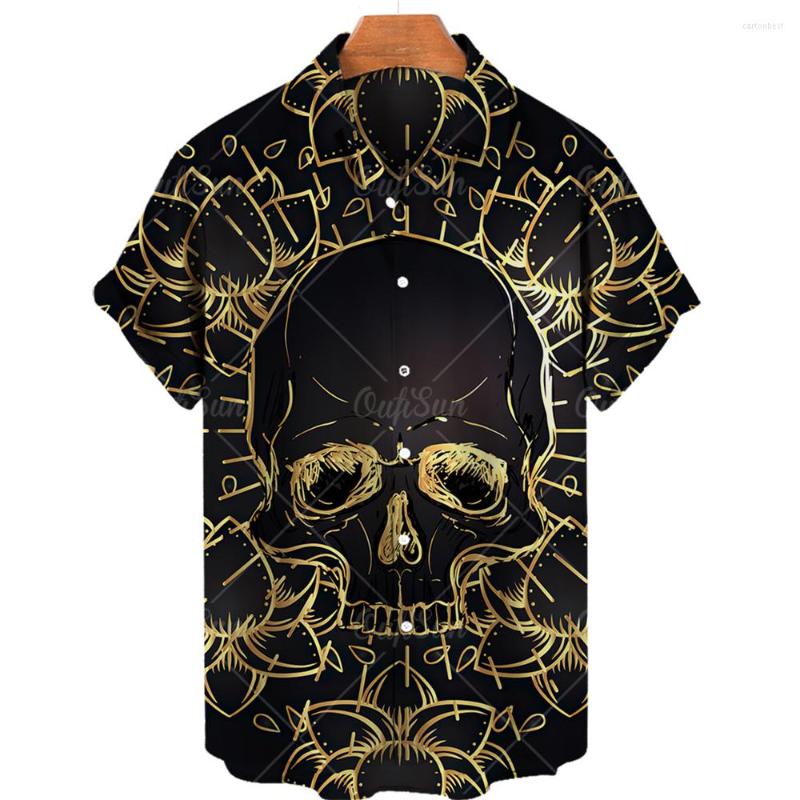 

Men's Casual Shirts Men's Hawaiian Loose Tops 3d Skull Women's Breathable Summer Short Sleeve, Zl-2959