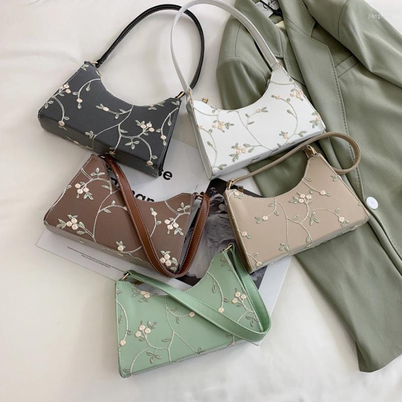 

Evening Bags Summer Lace Floral Stitching Shoulder Bag For Women 2022 Soft PU Leather Underarm Beach Travel Handbag Girls Small Tote, Brown