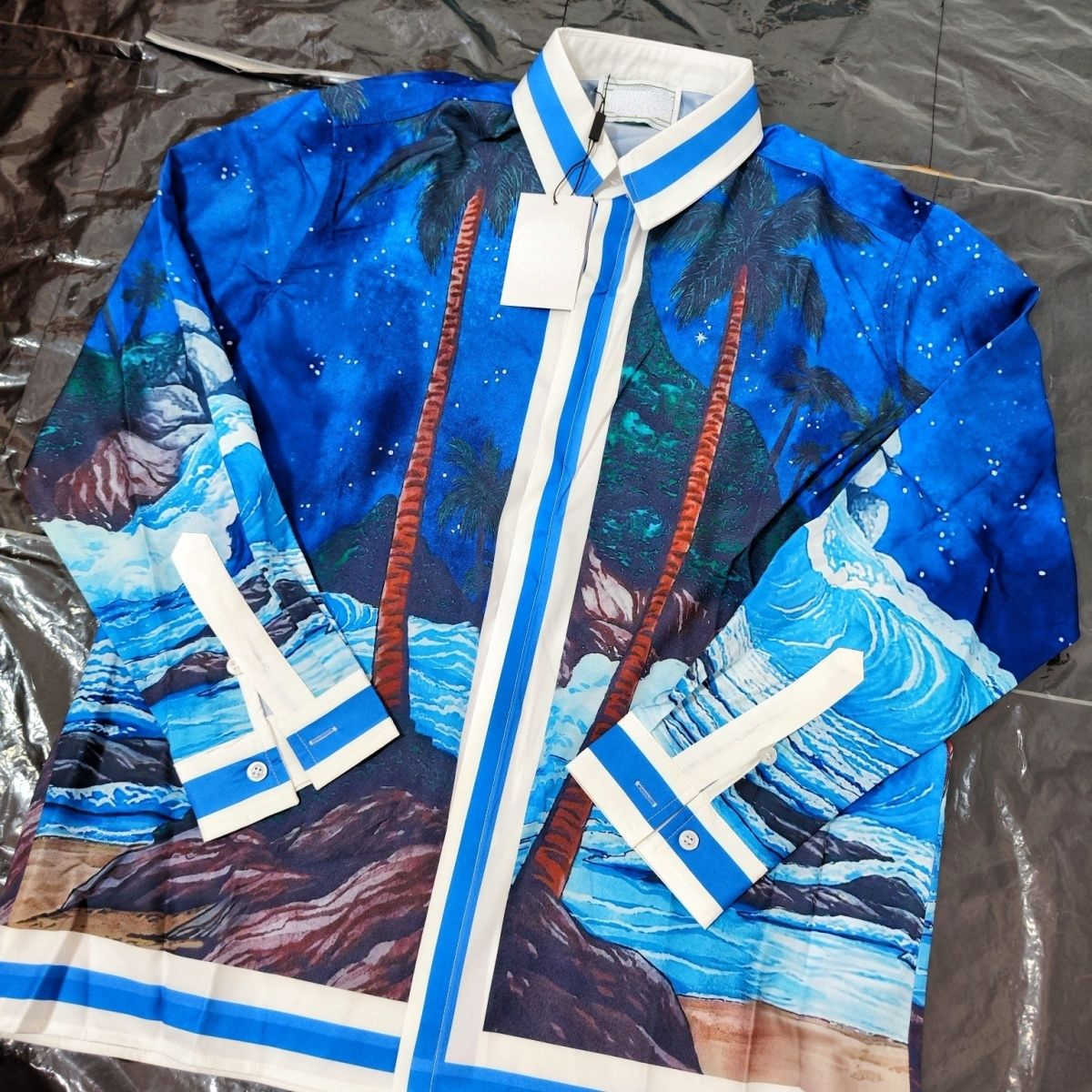 

Casa mens casual shirt Casablanc designer shirts long sleeved tshirt printed lapel silk Shirt men women hip hop fashion sweatshirt 999, Casa-2