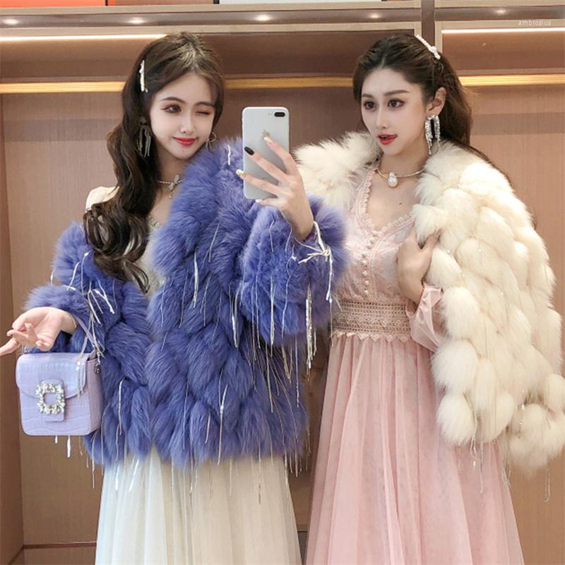 

Women's Jackets Fashion Winter Jacket Women's Warm Fur Coat Natural Real Thick Sweater, Gray