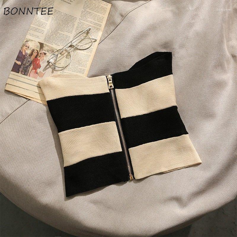 

Women' Tanks Camisole Women Tube Top Striped Sexy Clubwear Knitted Cozy Students Elastic Backless Feminine Summer Simple Ulzzang Slim