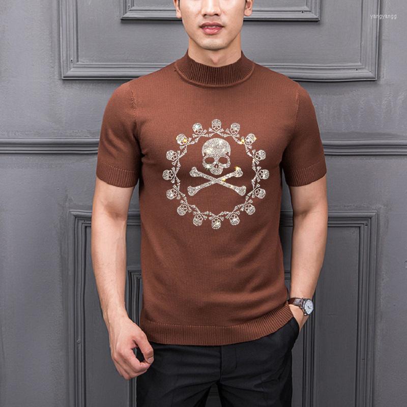 

Men's Sweaters Summer In Stock Men's Turtleneck Sweater Short-Sleeved Slim Knit T-Shirt Winter Plus Size Design Pullover, As shown asian size