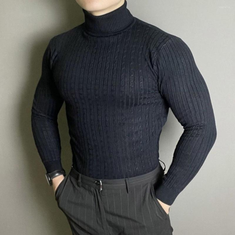 

Men's Sweaters Men Base Pullover Loose Sweater Twist Pattern Rollneck, Black