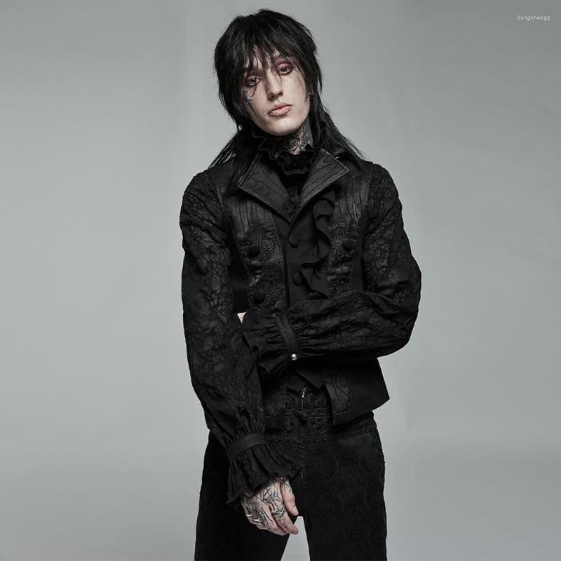 

Men' Vests PUNKRAVE Men' Vest Gothic Noble Jacquard Gorgeous Exquisite Sleeveless V-neck Party Dinner Waistcoat, Black
