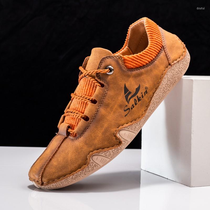 

Dress Shoes SENBAO Men Breathable Casual Male Comfortable Leather Man Flat Walking Sneakers, 6622 khaki