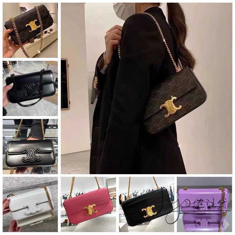 

Woman's Luxury Designer Celinns Bag Leather Handbag Women's Triomphe Old Flower Armpit Chain Shoulder portable small square bags High Quality Crossbody, Reading