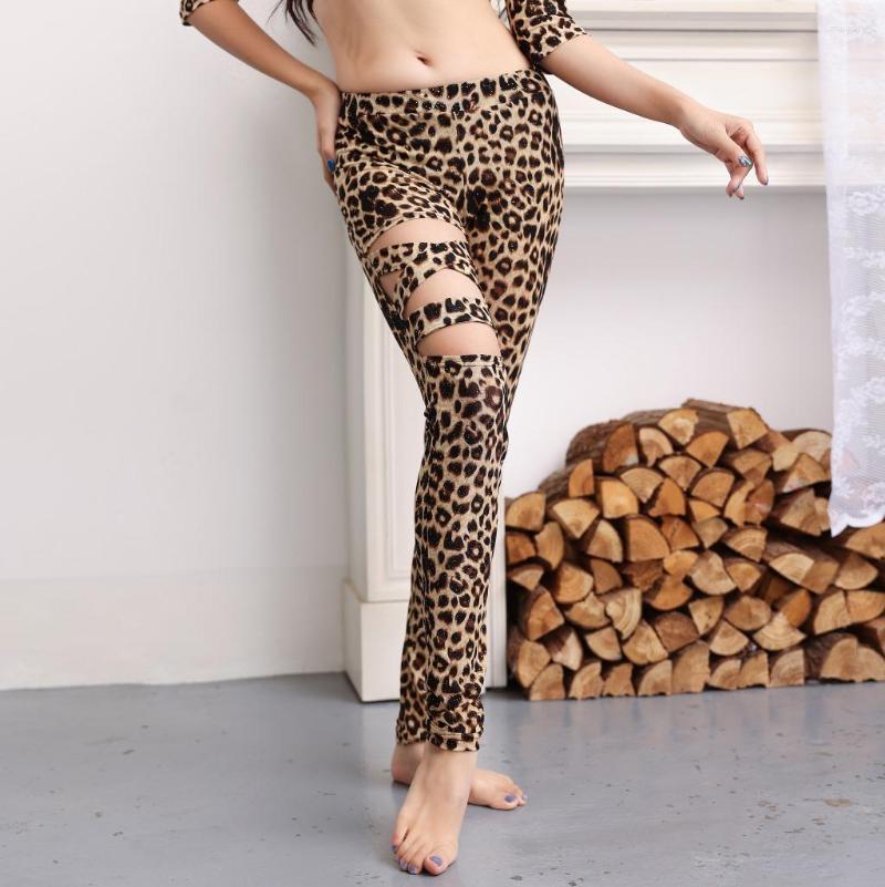 

Stage Wear Design Leopard Print Leggings Pants Belly Dance Practicing Long No Scarf