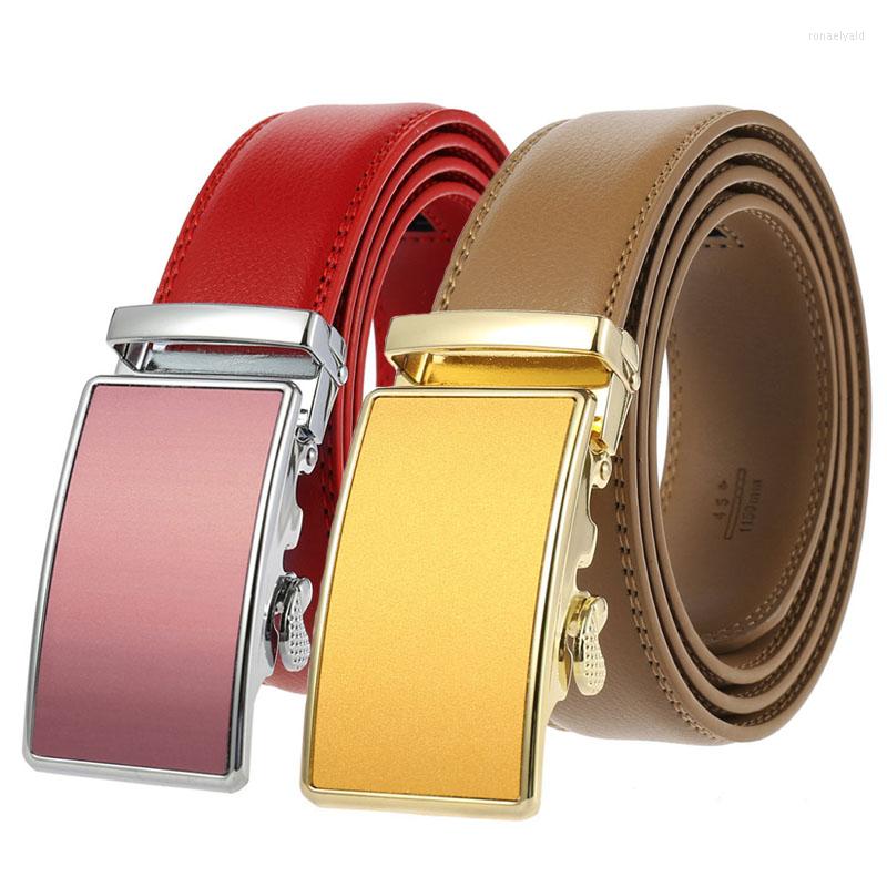 

Belts Designer Mens Genuine Leather Slide Ratchet Strap With Gold White Coffee Black Automatic Buckle For Male Dad Belt Gift