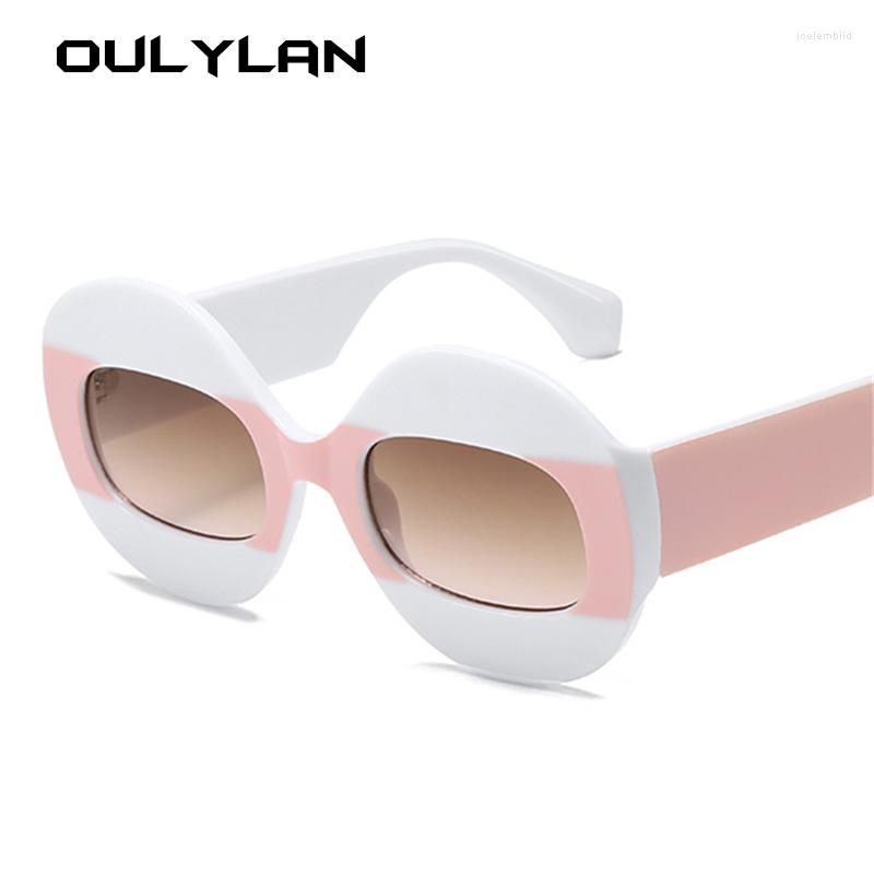

Sunglasses OULYLAN Round Contrast Color Women Fashion Retro Oval Clear Gradient Lens Shades UV400 Men Trending Punk Sun Glasses