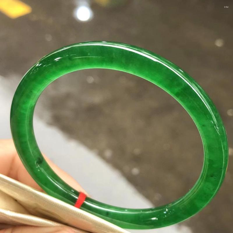 

Bangle Real Natural Myanmar Jadeite Round Bar Green Jade Stone For Woman Temperament Bracelets