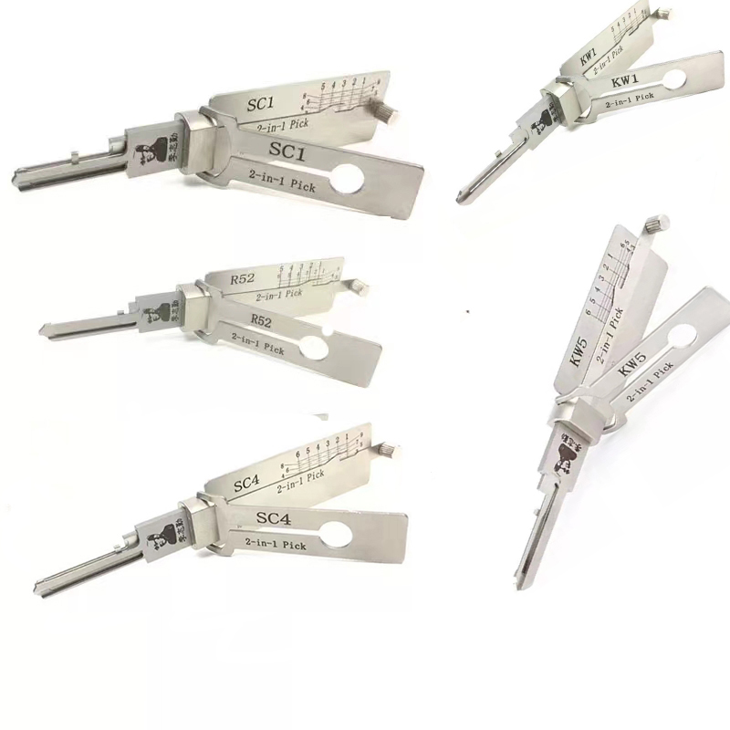 

5-Piece Locksmith Tools Original Lishi 2 IN 1 SC1 SC4 KW1 KW5 R52 Lock Pick and decoder Set