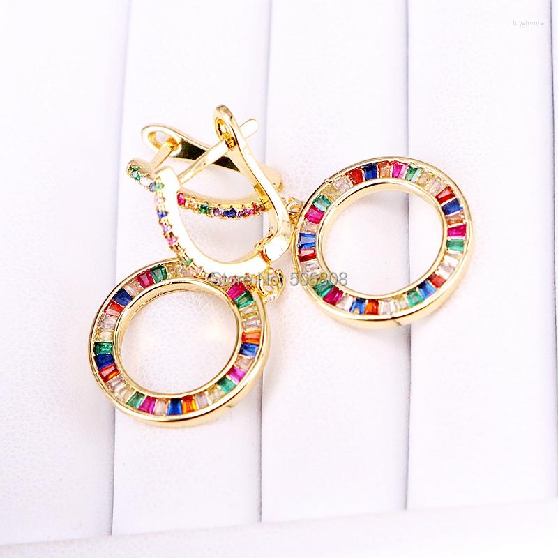 

Dangle Earrings 4 Pairs Cubic Zircon Round Fashion Hollow Circle Rainbow CZ