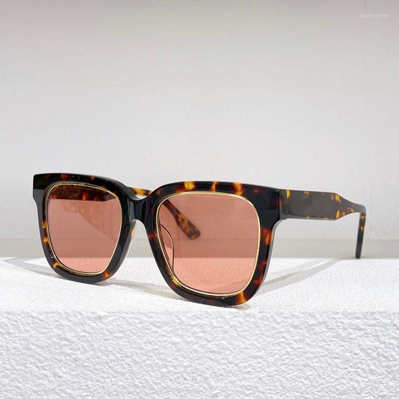 

Sunglasses Metal Edging Acetate Brown Tortoiseshell Frame Square Women Fashion