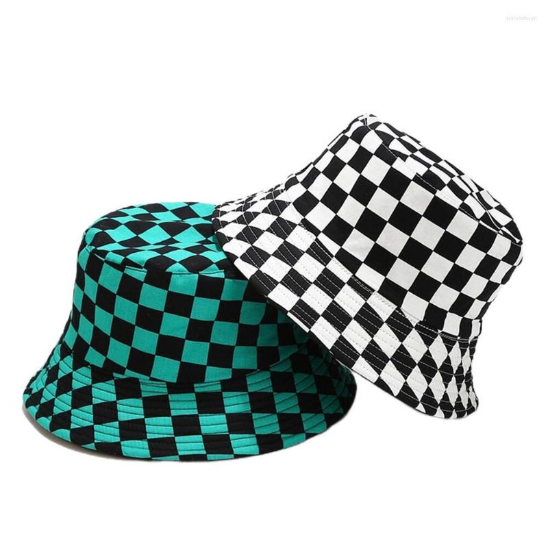 

Berets 2022 Cotton Plaid Hat Men Spring Summer Outdoor Travel Panama Male Casual Double-sided Basin Caps Fasion Bucket Hats, Black