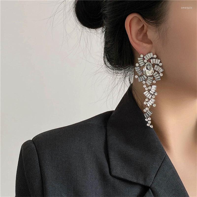 

Dangle Earrings Crystal Design Atmosphere Exaggerated Black Nightclub Punk Net Red Personality Square