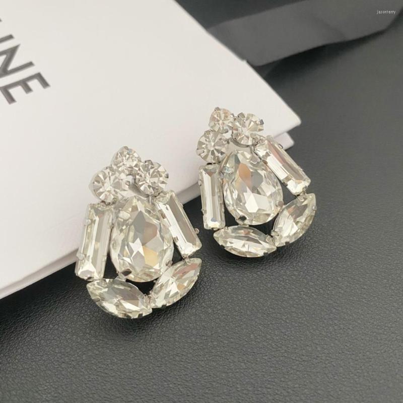 

Stud Earrings 2022AR Jewelry Heavy Industry Style Diamond-inlaid Flower Woman Earring And Earclip