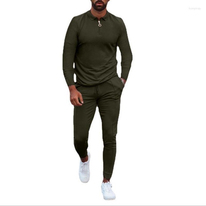 

Men's Tracksuits Spring/Fall 2022 Sporty And Stylish Men's Casual Suit Long Sleeve Pantsuit With Lapel In Solid Color