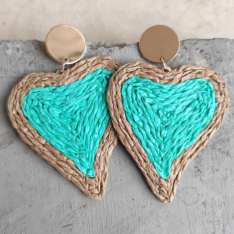 

Dangle Earrings Rainbery Love Rattan Colorful Raffia Holiday Boho Seaside Casual Accessories Gifts JE1772