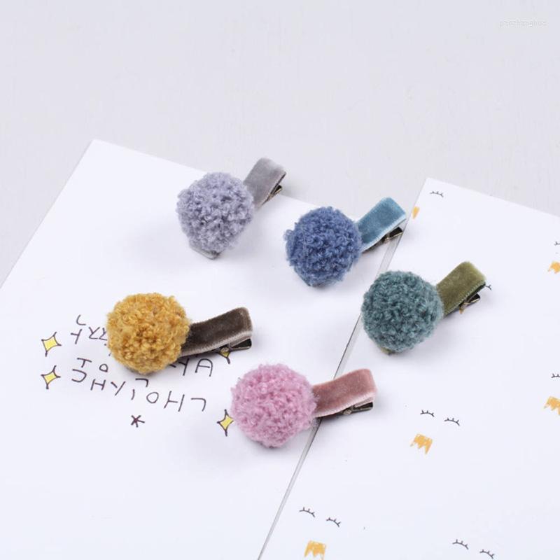 

Hair Accessories 1PC Cute Pompom Mini Wool Plush Ball Clips For Little Baby Girls Children Lovely BB Pin Kids, Pink