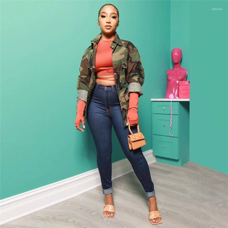

Women' Jackets Fashion Lapel Long Sleeve Print Stitching Pocket Coat Spring Workplace Commuting Personality Women, Army green