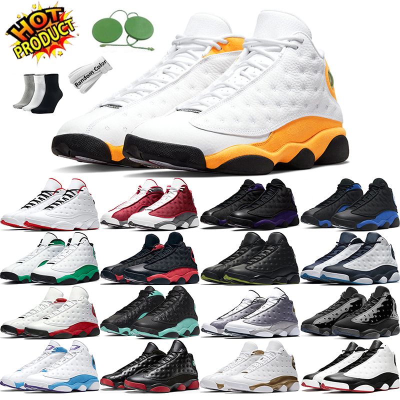 

jumpman 13 OG 13s Basketball shoes Flint Starfish Hyper Royal Obsidian Black Cat DMP Playoffs Playground Del Sol Island Green Lucky Green trainer sneakers sports, Grey toe