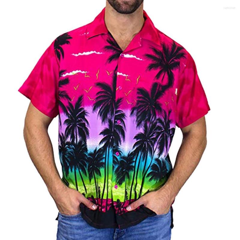 

Men' Casual Shirts Hawaiian Beach Men Summer Short Sleeve 3D Palm Tree Print Tropical Travel Holiday Loose Plus Size Cloth, My-2051011