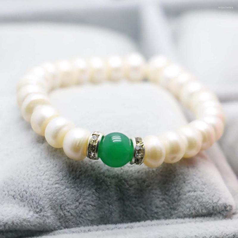 

Strand 8-10mm Steamed Buns Fresh Water Pearl Beads Bracelet For Women Gift Crystal Female Natural Stone Fashion Jewelry Making