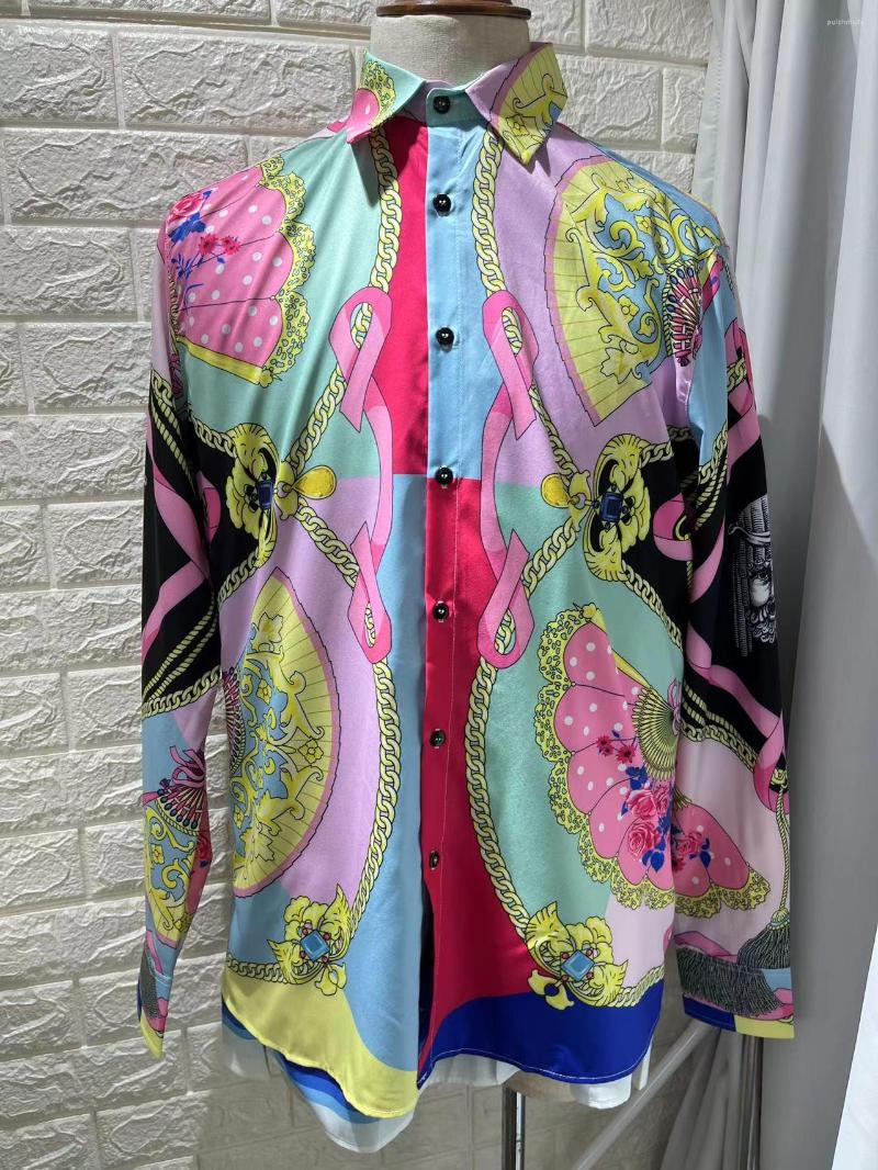 

Men's Casual Shirts L0971 Fashion Men's 2022 Runway Luxury European Design Party Style Clothing, Picture shown