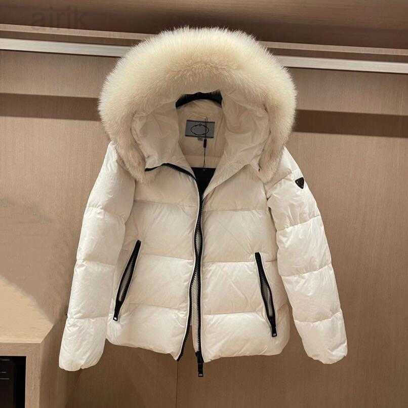 

Top quality design Women' down jacket Women' luxury designer brand White duck down Fox fur collar Fluffy warm belt, P-1-fox fur collar