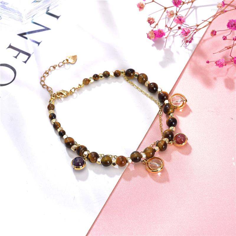 

Strand Natural Tiger Eyes Stone Beads Bracelet Adjustable Braided Rope Bangles For Women Yoga Healing Balance Bracelets Jewelry B433