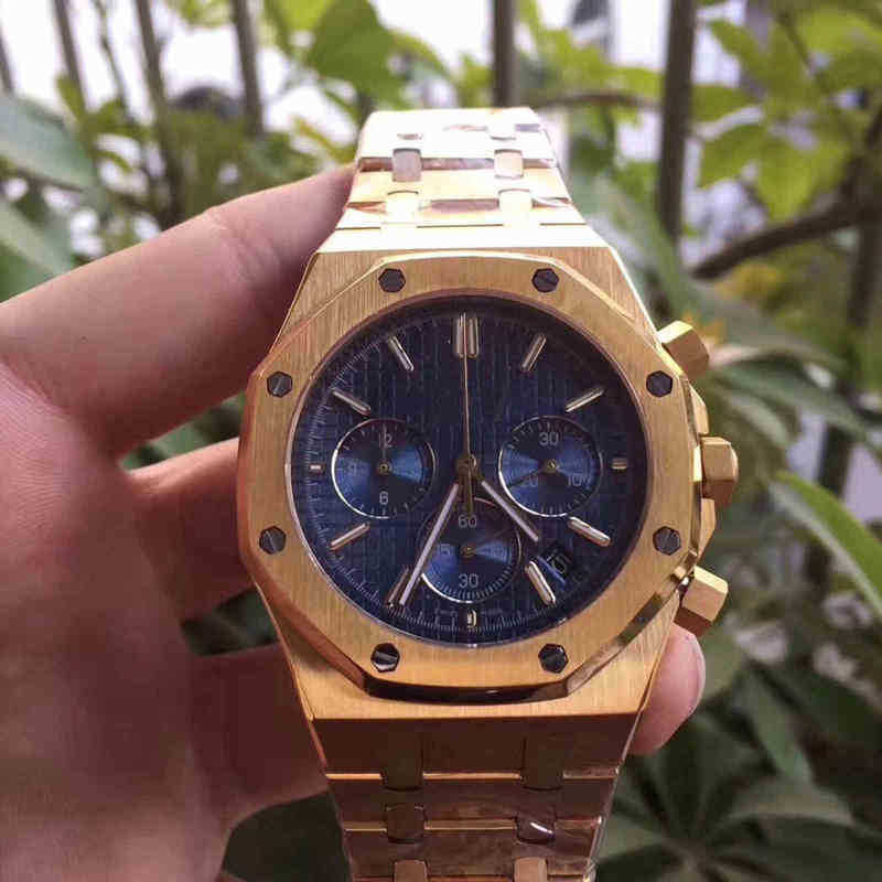 

ZF Mechanical watches 7750 42mm Men Rose Gold Chronograph Watch Stainless Steel Solid Mens Fashion Business Diving Waterproof 30m, Silver black blue