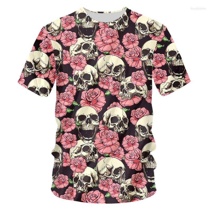

Men's T Shirts Men Clothes 2022 Mens Summer Flowers Skull Print Short Sleeve T-shirt 3D Shirt Casual Breathable Funny, 00109
