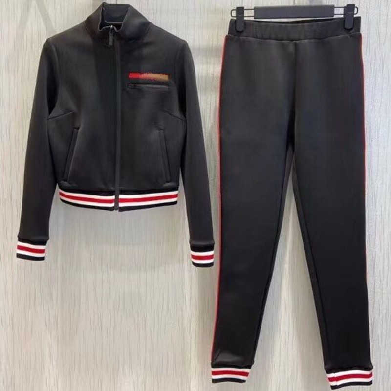 

Luxury women tracksuit pd designer jacket sweatpants two-piece sports womens embroidered baseball jackets pants suit, Black1