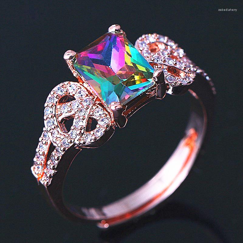 

Wedding Rings 1PCS Rose Gold Plated Cubic Zirconia Engagement Finger For Women Fashion Fine Jewelry Gift