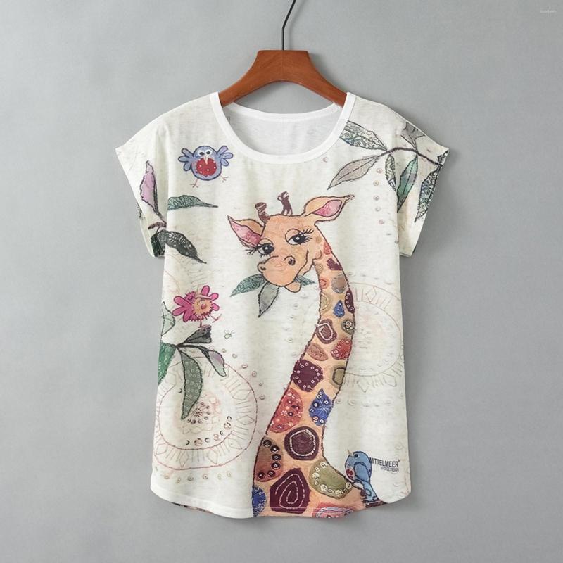 

Women's Blouses Lovely Tops For Women Summer Chiffon Blouse Short Sleeve Cute Animals Pattern Shirts Tunics Loose Blusas Pullover Top