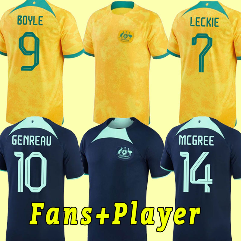 

2022 AustraliaS World CUP SOCCER JERSEYS Home Away MOOY 13 HRUSTIC 10 SOUTTAR 19 BOYLE 6 IRVINE 22 MABIL MCGREE 22 23 2023 football shirts Men fans player version