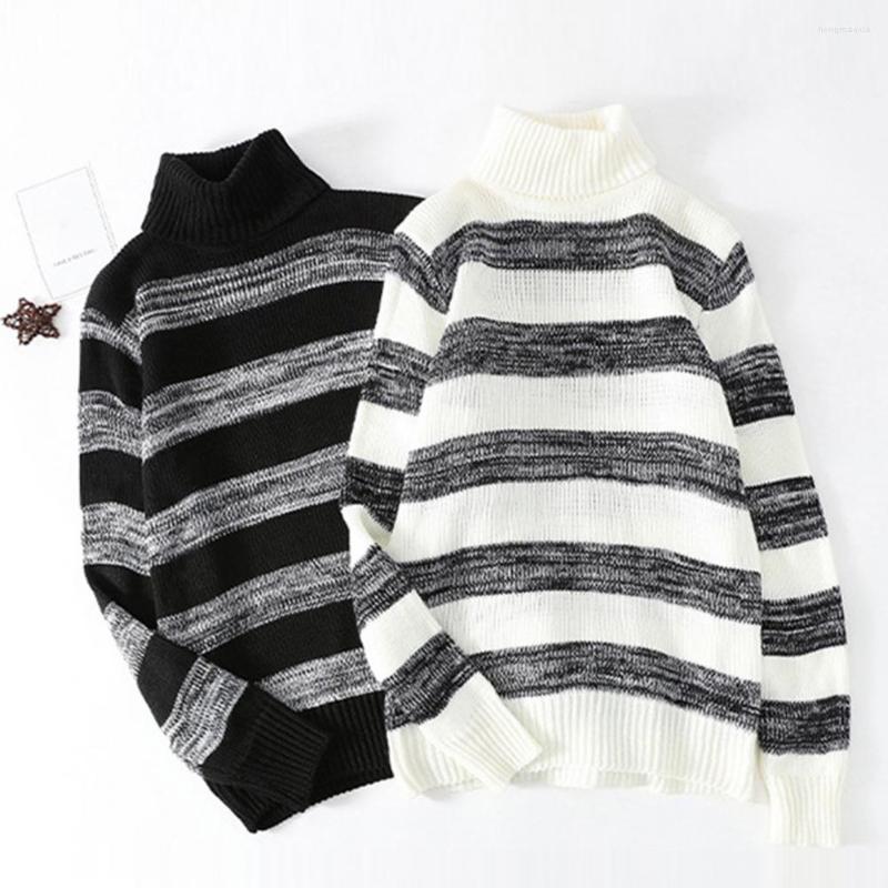 

Men's Sweaters Autumn Sweater Striped Winter Anti-shrink Soft Men, Black