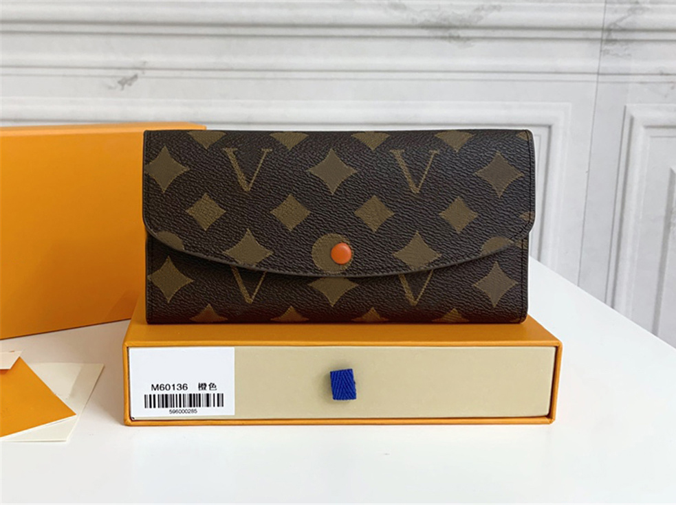 

Fashion flowers designer wallets luxurys Men Women leather bags High Quality Classic Letters Key coin Purse Original Box Plaid card holder M60136, Orange.