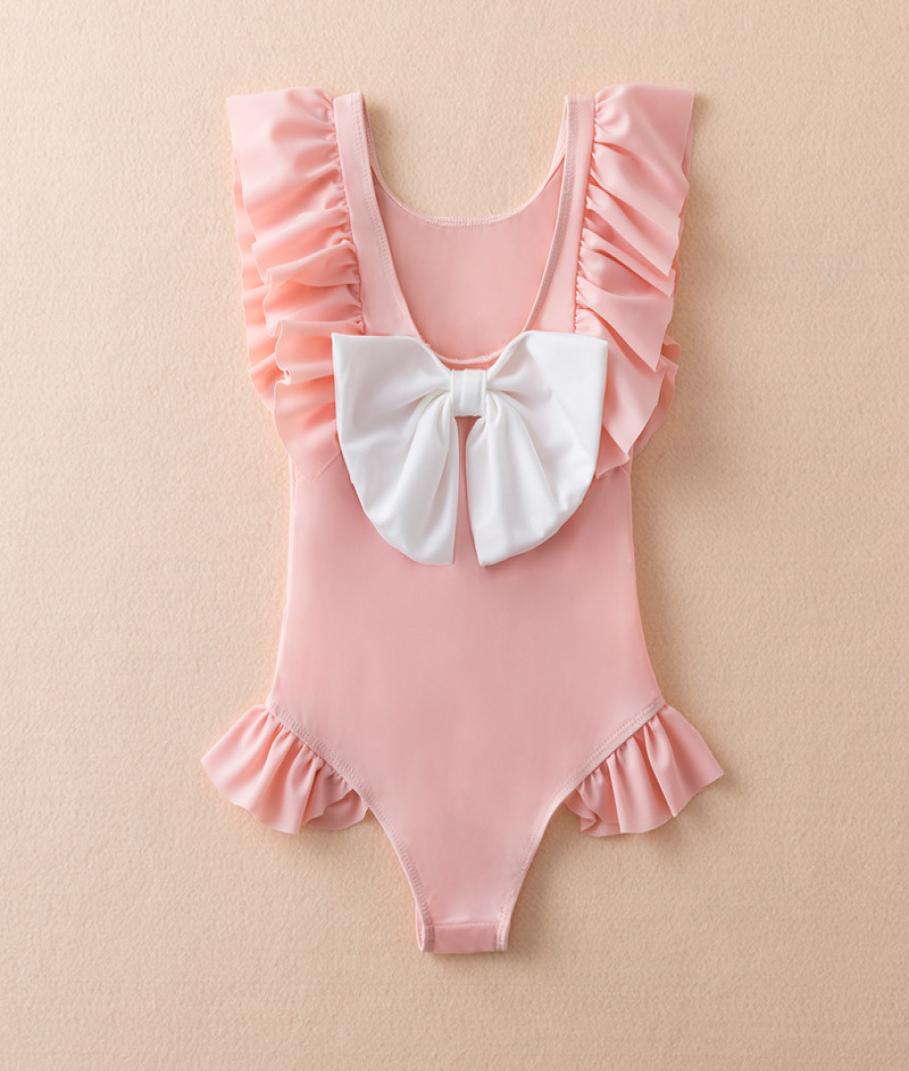 

Pink Bowknot Summer Fashion Girls Swimwear Baby One Piece Swimsuit Kids Clothing Plaid Children Clothes 80120cm4812205