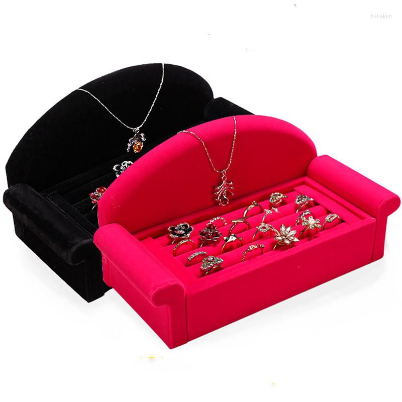 

Jewelry Pouches 1 Pcs 23x10x11cm Black/gray Ring Display Stand Sofa Plate Solid Wood Earrings Storage